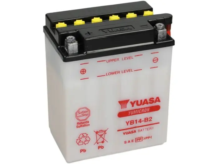 Batterie -Standard YUASA YB14-B2- 12V, 14Ah – 135x91x167mm – sans acide Exclusif