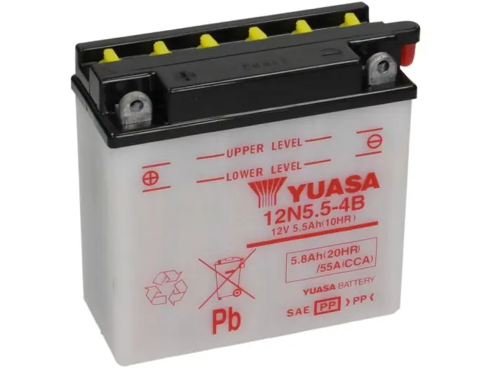 Batterie -Standard YUASA 12N5,5-4B- 12V, 5Ah – 138x61x131mm – sans acide Vente Flash